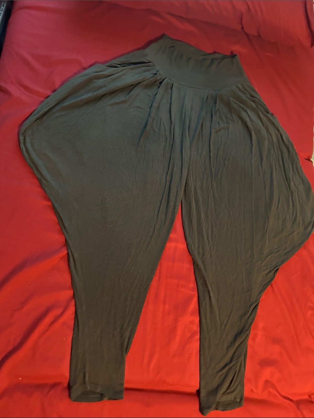Women's Moss Green Harem Pants - Comfortable Draped Style